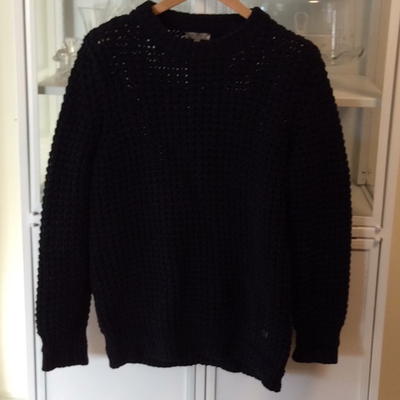 VTG Navy Burberry Unisex Cotton Crewneck Sweater Large - Picture 5 of 16